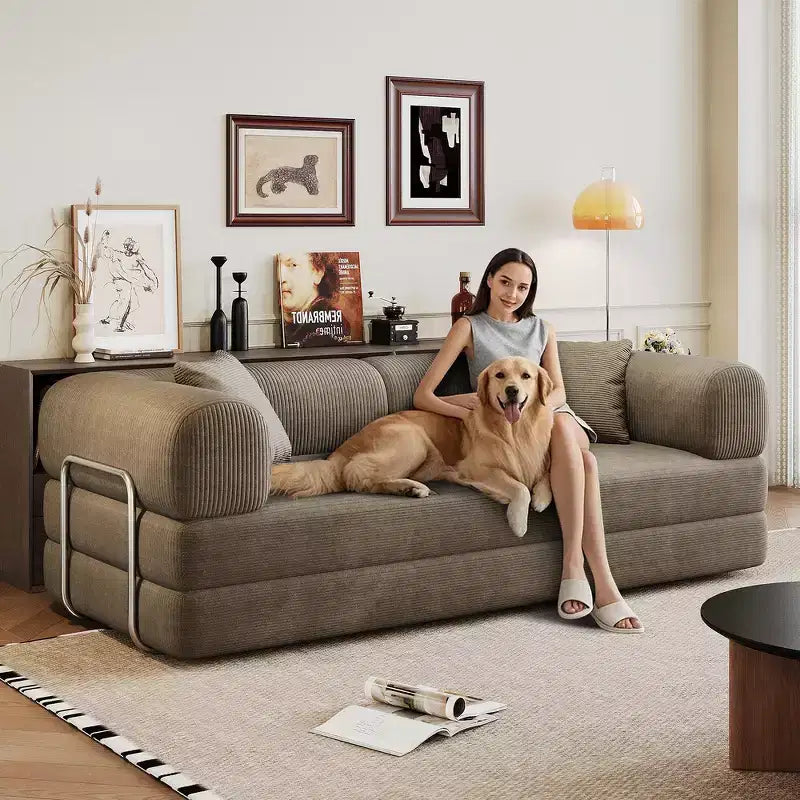 Whisen 78.8 Sofá seccional modular sin brazos, sofá cama convertible, sofá de compresión con respaldo y reposabrazos con almohada