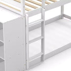 Costway litera doble sobre doble, marco de madera, estantes de almacenamiento, escalera, barandillas para niños, blanco