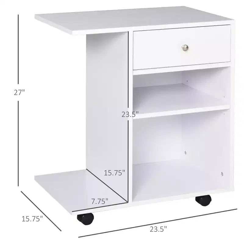 Soporte para impresora móvil, carro archivador rodante con ruedas, estante ajustable, cajón y soporte para CPU