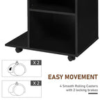 Soporte para impresora móvil, carro archivador rodante con ruedas, estante ajustable, cajón y soporte para CPU
