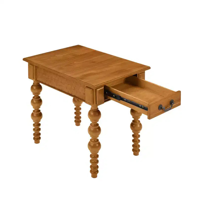 Juego de 3 mesas de centro de madera maciza Luxystar con cajón, incluye 1 mesa de centro vintage y 2 mesas auxiliares para sala de estar