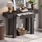 Mesa consola de 47" con cajones de almacenamiento, mesa detrás del sofá de chapa de madera, mesa estrecha para entrada para sala de estar u oficina en casa-Panipeachy