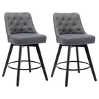 Juego de 2 taburetes de bar modernos giratorios, tapizados, reposapiés, respaldo y patas de metal, taburetes de bar de altura de encimera modernos para bar, isla de cocina
