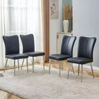 Juego de 4 sillas de comedor, sillas de comedor tapizadas modernas minimalistas con respaldo y patas de metal negras