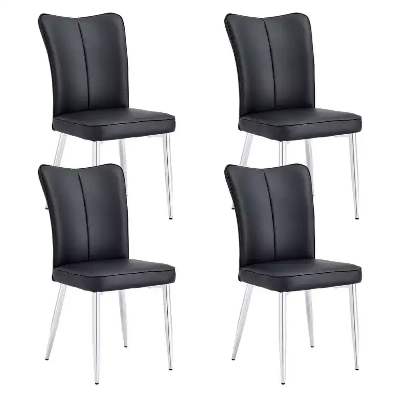 Juego de 4 sillas de comedor, sillas de comedor tapizadas modernas minimalistas con respaldo y patas de metal negras