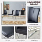 Juego de 4 sillas de comedor, sillas de comedor tapizadas modernas minimalistas con respaldo y patas de metal negras
