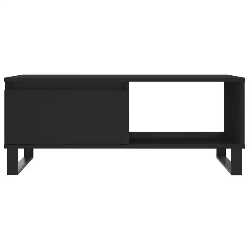 vidaXL Mesa de centro negra de madera contrachapada con almacenamiento medio