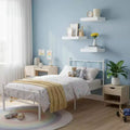 FurnitureR Metal Twin Bed Frame with Headboard + 3 Floating Wall Shelves, Sturdy Steel Platform Bed Set with Storage Space, No Box Spring Needed