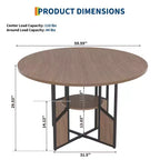 Mesa de comedor redonda para 4-6 personas - Mesa de cocina redonda de madera estilo casa de campo moderna con estante de almacenamiento, muebles de rincón de desayuno con encimera impermeable