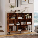 Estantería de almacenamiento de 10 cubos, organizador de almacenamiento de cubos de madera, estantería de madera de 3 niveles para sala de estar/oficina, vitrina, cubos de almacenamiento para decoración del hogar