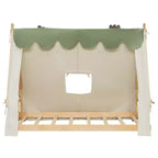 Camas con dosel de piso Okak Twin/Full con forma de casa con tienda de campaña y decoración de luces, marco de cama de plataforma para niños, adolescentes, no necesita somier