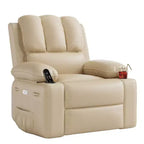 Sillón Reclinable de Masaje para Adultos, Mecedora Giratoria con Calefacción, Cuero PU, Control Remoto, Portavasos, Bolsillo Lateral, Sillón Reclinable Ancho para Sala de Estar, Dormitorio
