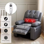 Sillón Reclinable de Masaje para Adultos, Mecedora Giratoria con Calefacción, Cuero PU, Control Remoto, Portavasos, Bolsillo Lateral, Sillón Reclinable Ancho para Sala de Estar, Dormitorio