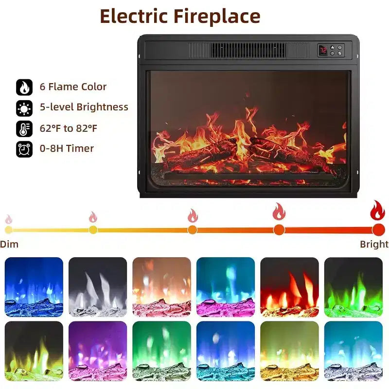Mueble para TV con chimenea de 63 pulgadas, centro de entretenimiento con chimenea, mueble para TV de estilo rústico con puertas de armario, para sala de estar, dormitorio