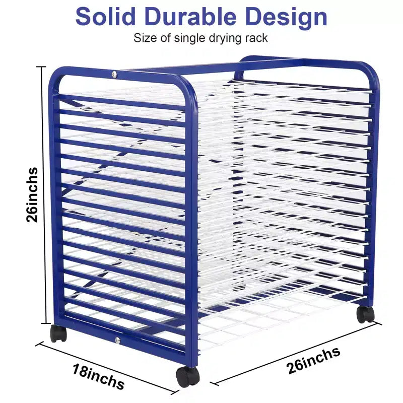 Secador de arte móvil para colgar pinturas, adecuado para aulas y estudios de arte, práctico estante de almacenamiento resistente equipado con múltiples bandejas