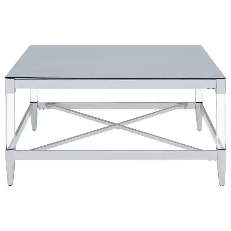Posavasos, mesa de café cuadrada de acrílico templado con espejo Lindley