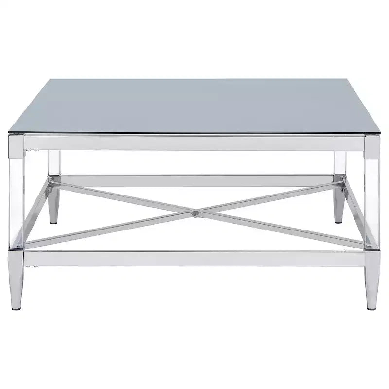 Posavasos, mesa de café cuadrada de acrílico templado con espejo Lindley