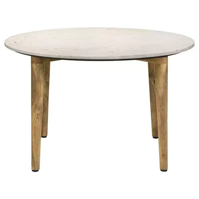 Coaster, Mesa de centro redonda Aldis de mármol con tope blanco