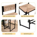 TUYOHW Taburetes de Bar Modernos de Cuerda de Papel Tejida, Juego de 2, Sillas de Bar de Altura de Mostrador con Estructura Metálica y Reposapiés, Sillas de Comedor para Cocina, Bar del Hogar