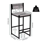 TUYOHW Taburetes de Bar Modernos de Cuerda de Papel Tejida, Juego de 2, Sillas de Bar de Altura de Mostrador con Estructura Metálica y Reposapiés, Sillas de Comedor para Cocina, Bar del Hogar