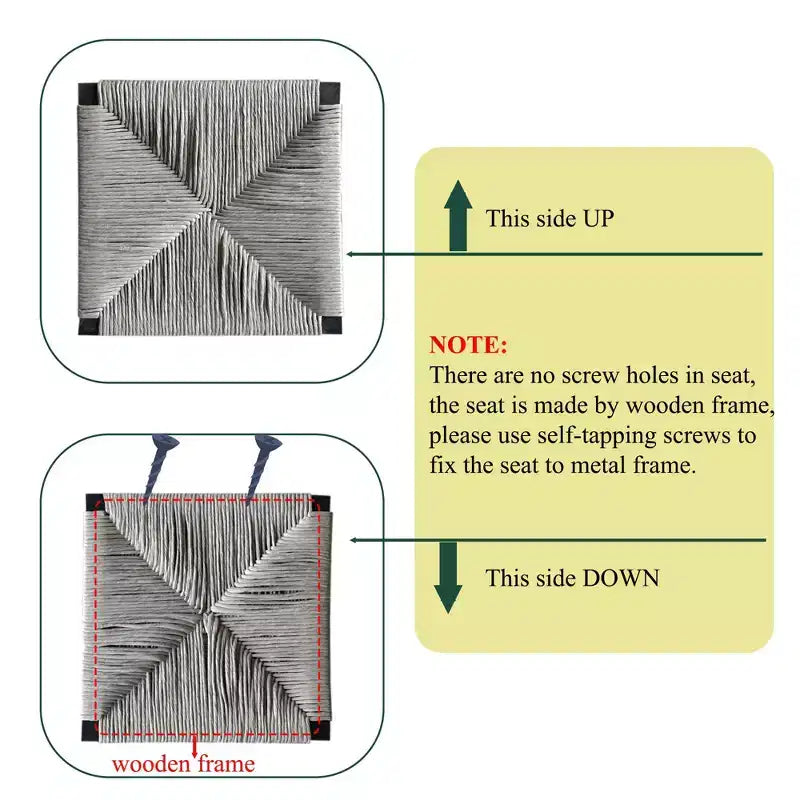 TUYOHW Taburetes de Bar Modernos de Cuerda de Papel Tejida, Juego de 2, Sillas de Bar de Altura de Mostrador con Estructura Metálica y Reposapiés, Sillas de Comedor para Cocina, Bar del Hogar