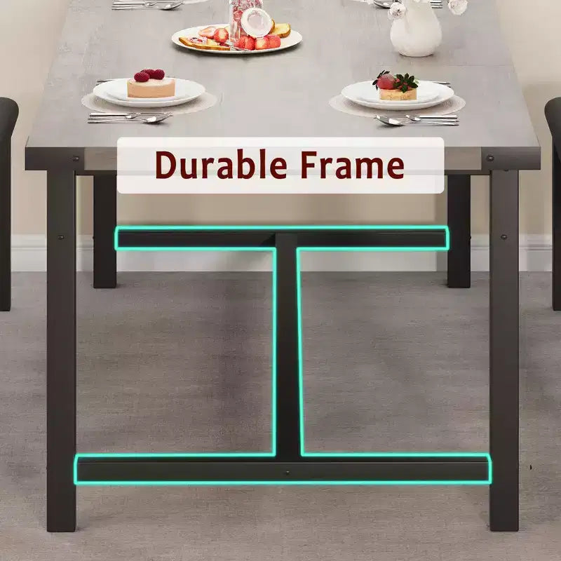 Juego de mesa de comedor de 3 piezas para 4-6 personas, mesa de cocina extensible de 160 cm y juego de bancos con estructura de metal, 2 bancos tapizados, gris retro