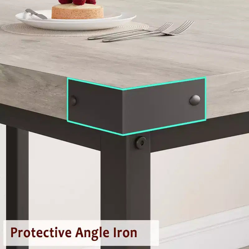Juego de mesa de comedor de 3 piezas para 4-6 personas, mesa de cocina extensible de 160 cm y juego de bancos con estructura de metal, 2 bancos tapizados, gris retro