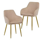 GDFStudio Vesper Sillas de comedor modernas tapizadas en terciopelo con patas de metal dorado (juego de 2)