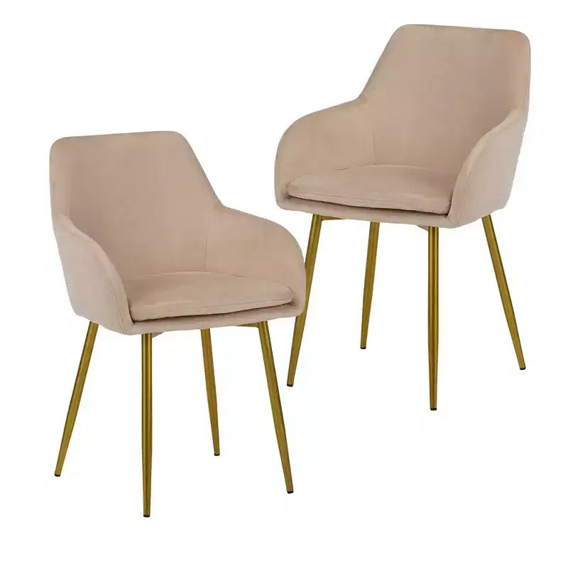 GDFStudio Vesper Sillas de comedor modernas tapizadas en terciopelo con patas de metal dorado (juego de 2)