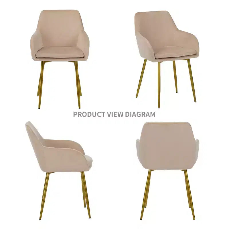 GDFStudio Vesper Sillas de comedor modernas tapizadas en terciopelo con patas de metal dorado (juego de 2)