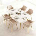 GDFStudio Vesper Sillas de comedor modernas tapizadas en terciopelo con patas de metal dorado (juego de 2)