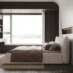 Cama de plataforma tapizada tamaño King Whisen, armazón de cama de metal y madera maciza con cabecera de terciopelo con forma especial