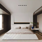 Cama de plataforma tapizada tamaño King Whisen, armazón de cama de metal y madera maciza con cabecera de terciopelo con forma especial