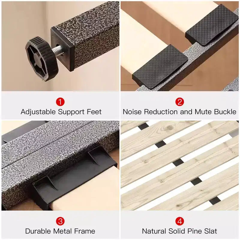 Cama de plataforma tapizada tamaño King Whisen, armazón de cama de metal y madera maciza con cabecera de terciopelo con forma especial