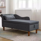 MAYEERTY Tumbona de terciopelo, almohada de almacenamiento, ribete de tachuelas, brazo enrollado, sala de estar, dormitorio, oficina, beige