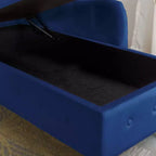 MAYEERTY Tumbona de terciopelo, almohada de almacenamiento, ribete de tachuelas, brazo enrollado, sala de estar, dormitorio, oficina, beige
