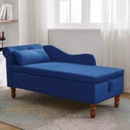 MAYEERTY Tumbona de terciopelo, almohada de almacenamiento, ribete de tachuelas, brazo enrollado, sala de estar, dormitorio, oficina, beige