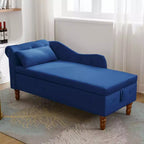 MAYEERTY Tumbona de terciopelo, almohada de almacenamiento, ribete de tachuelas, brazo enrollado, sala de estar, dormitorio, oficina, beige