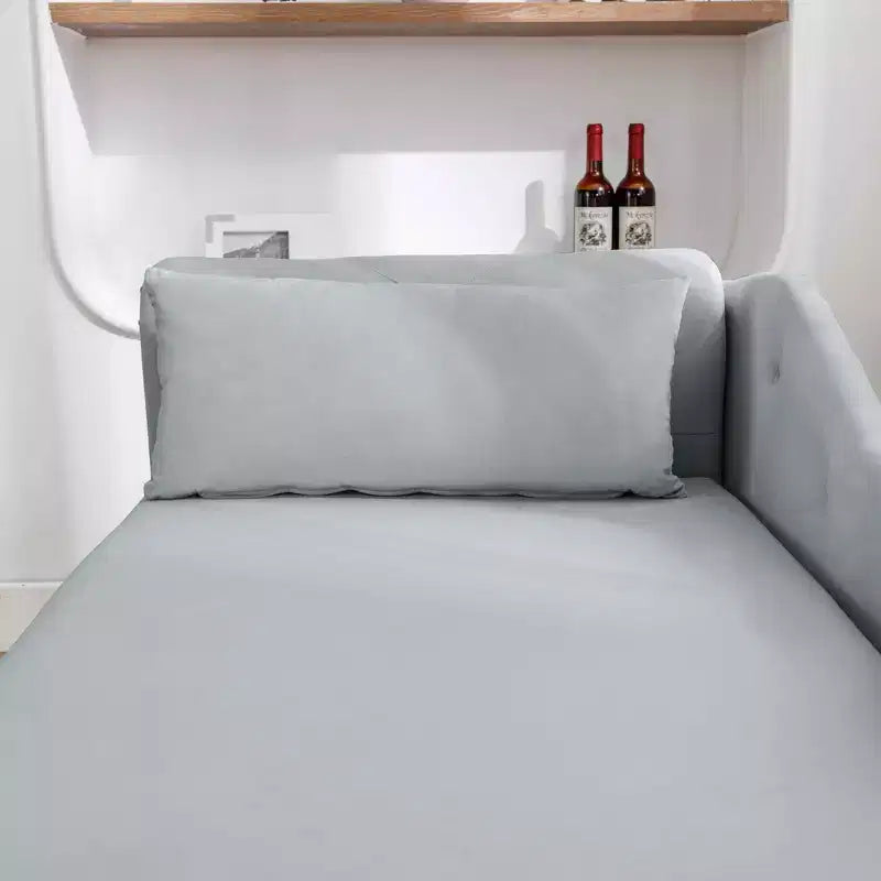 MAYEERTY Tumbona de terciopelo, almohada de almacenamiento, ribete de tachuelas, brazo enrollado, sala de estar, dormitorio, oficina, beige