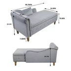 MAYEERTY Tumbona de terciopelo, almohada de almacenamiento, ribete de tachuelas, brazo enrollado, sala de estar, dormitorio, oficina, beige