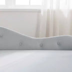 MAYEERTY Tumbona de terciopelo, almohada de almacenamiento, ribete de tachuelas, brazo enrollado, sala de estar, dormitorio, oficina, beige