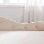 MAYEERTY Tumbona de terciopelo, almohada de almacenamiento, ribete de tachuelas, brazo enrollado, sala de estar, dormitorio, oficina, beige
