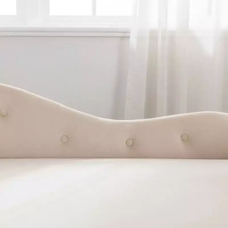 MAYEERTY Tumbona de terciopelo, almohada de almacenamiento, ribete de tachuelas, brazo enrollado, sala de estar, dormitorio, oficina, beige