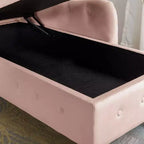 MAYEERTY Tumbona de terciopelo, almohada de almacenamiento, ribete de tachuelas, brazo enrollado, sala de estar, dormitorio, oficina, beige