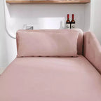 MAYEERTY Tumbona de terciopelo, almohada de almacenamiento, ribete de tachuelas, brazo enrollado, sala de estar, dormitorio, oficina, beige