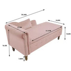 MAYEERTY Tumbona de terciopelo, almohada de almacenamiento, ribete de tachuelas, brazo enrollado, sala de estar, dormitorio, oficina, beige