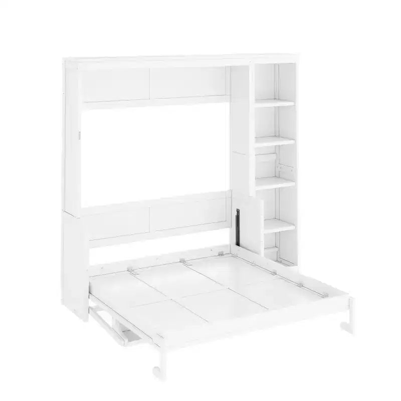 Cama de pared de madera de pino macizo con escritorio y estantería que ahorra espacio, modelo Ruby de GDFStudio
