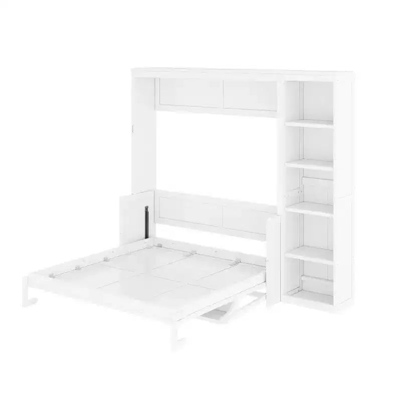 Cama de pared de madera de pino macizo con escritorio y estantería que ahorra espacio, modelo Ruby de GDFStudio