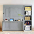 GDFStudio Ruby Space-Saving Solid Pine Wood Murphy Bed with Desk and Bookshelf