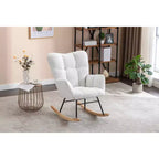 MAYEERTY Sillón Mecedora Tapizado de Tela de Peluche, para Interiores, Sala de Estar, Color Marfil
